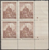 094/ Pof. 43; Corner 4-block, Plate Marks +, Wide Border - Ungebraucht