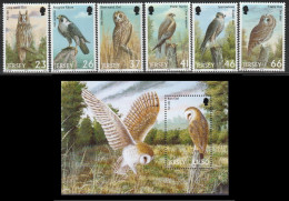 ISLA DE JERSEY 2001 - AVES RAPACES - PAJAROS - BUHOS - OWLS - YVERT 992** ó HB-37 + 986/991** - Uilen