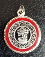 Beau Pendentif Médaille Maya Argent 925 "Mexique, Région Du Yucatan" - Religion & Esotérisme