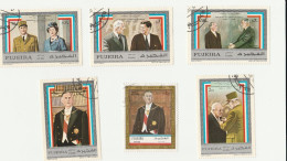 Fujeira Lot 6 Timbres De Gaulle Année 1971 - Mi FU 629 B 630 B 628 B 632 B 631 B - 1972 Mi FU 944 A - Churchill Kennedy - Fudschaira