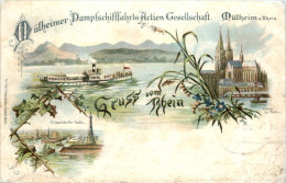 Mülheim - Mülheimer Dampfschifffahrts Actien Gesellschaft - Litho - Muelheim A. D. Ruhr