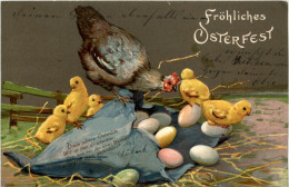 Ostern - Geflügel - Chicken - Prägekarte - Ostern