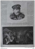 Le Géneral Russe Todtleben, Inspecteur Des Fortifications - Un Bivouac De L'armée Russe - Page Original 1877 - Historische Dokumente