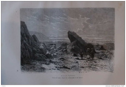 Plage De Granville - Dessin De Taylor -  Page Original 1877 - Historische Dokumente