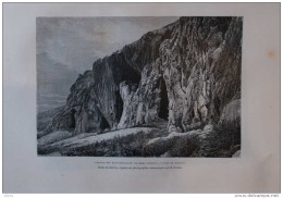 Grotte Des Baoussé-Rossé à L'est De Menton - Dessin De Sorrieu-  Page Original 1877 - Historische Documenten