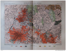 Les Volcans De La France Centrale -  Carte Original En Couleur 1877 - Historische Documenten