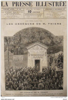 Le Tombeau De M. Thiers, Cimetière Du Père-Lachaise -  Page Original - 1877 - Documenti Storici