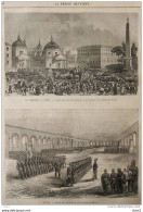 Le Carnaval à Rome, Sur La Piazza De Popolo -  Page Original - 1877 - Historical Documents