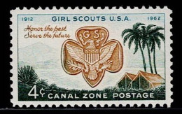 CAZ-02- CANAL ZONE - 1962 - MNH -SCOUTS- GIRL SCOUT BADGE AND CAMP AT GATUN GATE - Zona Del Canal