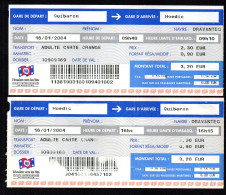 2 Billet Ticket Traversée Quiberon île D'Hoëdic Navire Dravanteg 16 01 2004 - Europa