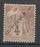 SPM - 1891 - N°YT. 20 - Type Alphée Dubois 4c Lilas-brun - Neuf * / MH VF - Neufs