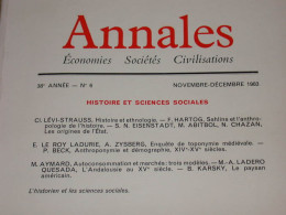 Revue "Annales" Economies Sociétés Civilisations. Novembre-Décembre 1983 - Unclassified