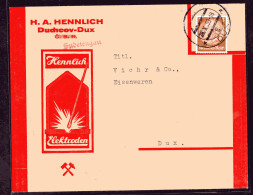 DR, Reklame-Brief, Elektroden, Hennlich, Duchov-Dux, "Sudetengau". - Storia Postale