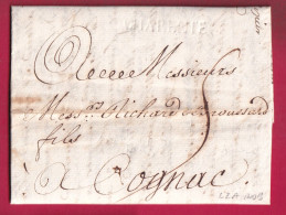 MARQUE A SEC CHARENTE 1761 LN°2A POUR COGNAC INDICE 13 CHARENTE INFERIEURE LETTRE - 1701-1800: Precursors XVIII