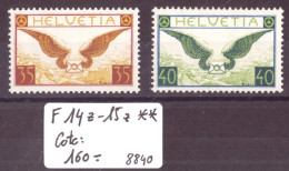 POSTE AERIENNE No F 14z-15z ** ( NEUF SANS CHARNIERE ) PAPIER GRILLE  - COTE: 160.- - Unused Stamps