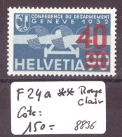 POSTE AERIENNE No F 24a ** ( NEUF SANS CHARNIERE ) SURCHARGE ROUGE CLAIR - COTE: 150.- - Nuovi