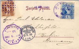 1899 GUATEMALA  , QUETZALTENANGO / GROSS - LICHTERFELDE , T.P. CIRCULADA , INDÍGENAS , LLEGADA , YV. 44, 45 - Guatemala