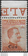 1921-22 Egeo Coo 20c. Arancio Bf MNH Sassone N. 11 - Autres & Non Classés