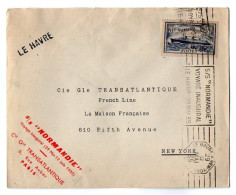 TB 4790 - PARIS 1935 - LSC - Cie Gle Transatlantique - Voyage Inaugural Paquebot S/S ¨ NORMANDIE ¨ LE HAVRE X NEW - YORK - Poste Maritime
