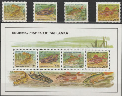 Sri Lanka  1990  Endemic Fishes Set & Sheet  MNH - Peces