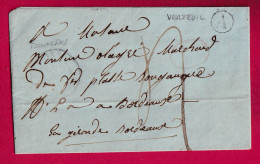 CAD TYPE 15 TONNEINS LOT ET GARONNE BOITE RURALE A VERTEUIL POUR BORDEAUX LETTRE - 1801-1848: Precursors XIX