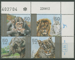 Israel 1992 Zootiere Elefant Schimpanse 1240/43 Plattenblock Postfrisch (C61906) - Nuovi (senza Tab)