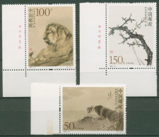 China 1998 Gemälde He Xiangning Tiger Löwe 2923/25 Postfrisch, Teils Ecken/Rand - Neufs