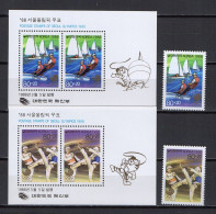 South Korea 1988 Olympic Games Seoul, Sailing, Taekwondo Set Of 2 + 2 S/s MNH - Verano 1988: Seúl