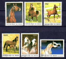 Chevaux Bénin 1996 (8) Yvert N° 710 BM à 710 BS Oblitérés Used - Caballos