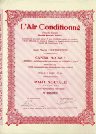 Titre De 1936 - L'Air Conditionné - Procédé Wautelet - Société Anonyme Holding - Luxembourg - Banca & Assicurazione