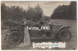 Photo CPA Jeune Femme * Un Souvenir De Amor * Young Lady * Auto Cabriolet Real Photo - Femmes