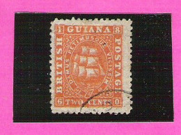 Guiana Guyane Britannique Armoiries Frégatte 2 Cent Orange Yvert 16 Canceled - Guyane Britannique (...-1966)