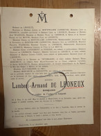 Lambert-Armand De Lhoneux Banquier *1834 Huy +1900 Monte-Carlo Namèche Namur De Montpellier D’Annevoie De Thysebaert Mon - Esquela