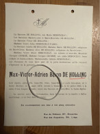 Max-Victor-Adrien Baron De Holling *1872 Solre St.-Gery +1923 Bruxelles Salles Lez Chimay Demonceau Crombé Fabri - Avvisi Di Necrologio