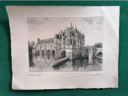 Lithographie  Du Chateau De Chenonceau - Affiches
