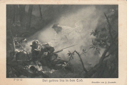 AK Sei Getreu Bis In Den Tod - Jesus Mit Verwundetem Soldat - Gemälde Pauweis - Ca. 1915 (68947) - Guerre 1914-18