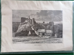 Lithographie Des Ruines Du Chateau De Montaigne (Belgique) - Affiches