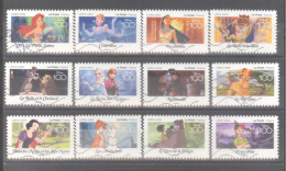 France Autoadhésifs Oblitérés N°2320/2331 (Série Complète : DISNEY 100) (lignes Ondulées) - Usados