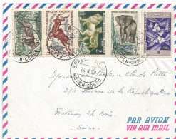 A.E.F. LETTRE PAR AVION TP N° 236,238,239,240,241 DE BRAZAVILLE POUR FONTENAY SOUS BOIS 24/11/59 TB  - Covers & Documents