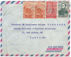 A.E.F. LETTRE PAR AVION TP N°214X2,218,228 LIBREVILLE POUR PARIS 2 2 1954 TB  - Lettres & Documents