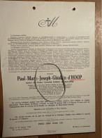 Messire Paul D’Hoop époux Dame Daras De Naghin *1862 Gand +1942 Gand St.-Amandsberg Fonds Reine Elisabeth Banque Soc. Ge - Obituary Notices