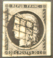 X1117 - FRANCE - CERES N°3 Avec Petit Bord De Feuille - GRILLE NOIRE - 1849-1850 Ceres