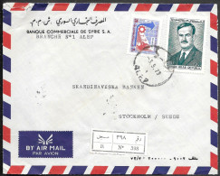 Syria Aleppo Registered Cover Mailed To Sweden 1973. 120P Rate - Siria