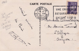 1943-type Pétain 60c,cachet PARIS 118 Du 30-8-1943-"Une Enveloppe Retournée Peut Encore Servir" CPA  Paris-rue Laffitte - 1921-1960: Modern Period