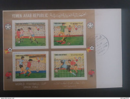 NORTH YEMEN 1982 Airmail - Football World Cup - Spain SHEET FIRST DAY COVER FDC CATALOGUE MICHEL N. 1759 / 1762 RARE - Yemen