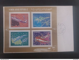 NORTH YEMEN 1982 Airmail - Progress In Air Transport SHEET FIRST DAY COVER FDC CATALOGUE MICHEL N. 1707 / 1710 RARE - Yemen