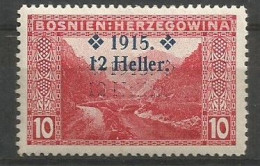 Bosnia K.u.K. Austria Hungary Mi.92DD Error DOUBLE Overprint MH / * 1915 - Bosnie-Herzegovine