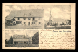 68 - SENTHEIM - RESTAURANT EDUARD BRODHAG - L'EGLISE - LE CHATEAU - CARTE 3 VUES - Autres & Non Classés