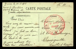 CACHET HOPITAL  MILITAIRE TEMPORAIRE - GRAND HOTEL - GRASSE (ALPES-MARITIMES) - Oorlog 1914-18