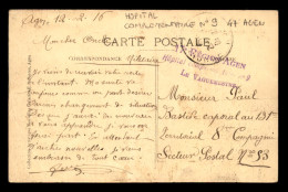 AGEN (LOT-ET-GARONNE) - CACHET HOPITAL COMPLEMENTAIRE N°9 - SUR CARTE L'ECOLE DE COMMERCE ET D'INDUSTRIE - Guerra De 1914-18